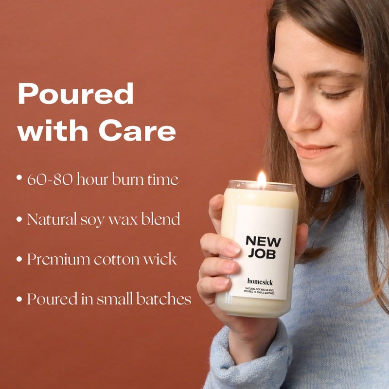 Homesick New Job Scented Candle - 13.75 oz Leather & Cinnamon Scented Natural Soy Wax Blend, Coworker Leaving Gifts for Friends, Goodbye, Going Away, New Beginnings & Congrats on New Job Candle Gift - Image 4